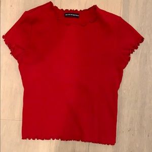 Brandy Melville Red Lettuce cut tee